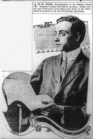 Leo M. Frank, Superintendent of the National Pencil Company's factory, still held by the police. Frank's lawyer says he has given to the police every detail of his whereabouts to account for his time on Saturday and Sunday.